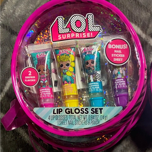 LOL SURPRISE! ** 4pc LIP GLOSS Set Plastic Zipper Carrying Case ** - Picture 1 of 1